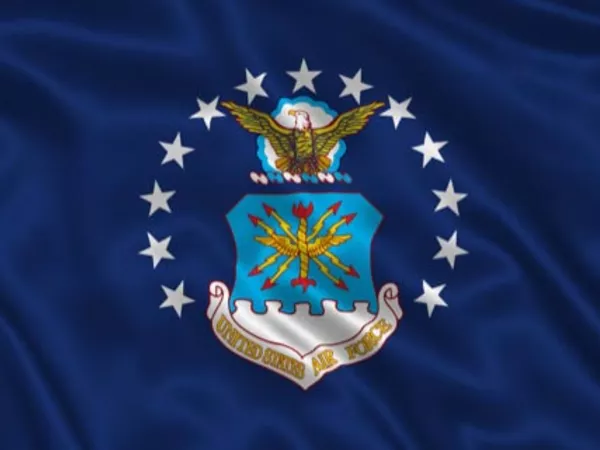 Waving blue flag of the U.S. Air Force.