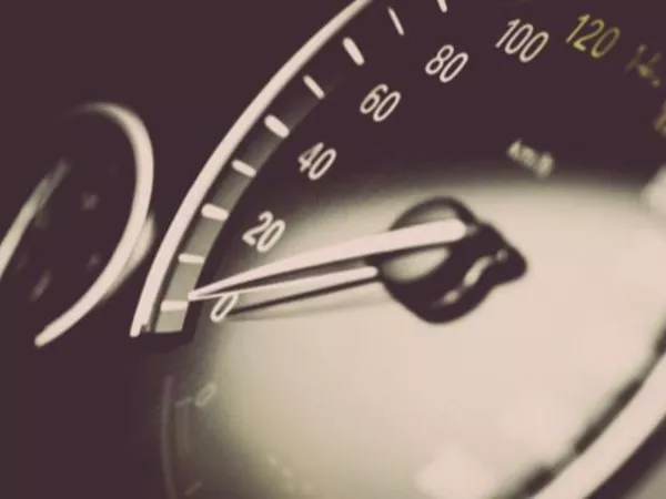 Speedometer demonstrating how fast you could drive in a U-Haul truck.