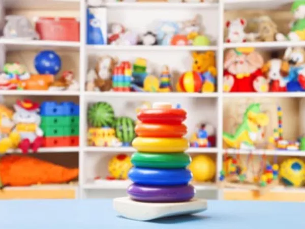 A toy room full of toys ready to be packed for a move.