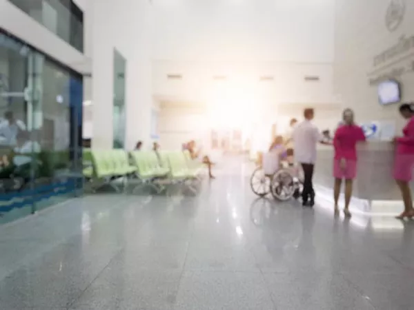 Inside a hospital where you would go to transfer medical records.