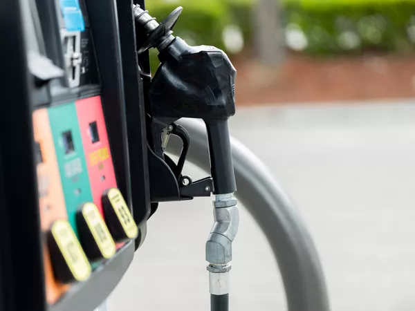 A gas pump representing Budget rental truck gas mileage.