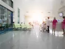 Inside a hospital where you would go to transfer medical records.