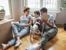 family comparing moving services on tablet device